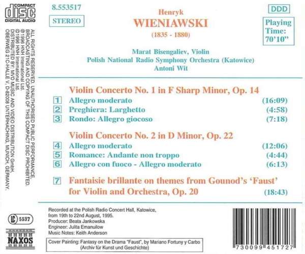 WIENIAWSKI: Violin Concertos Nos. 1 & 2 - slide-1