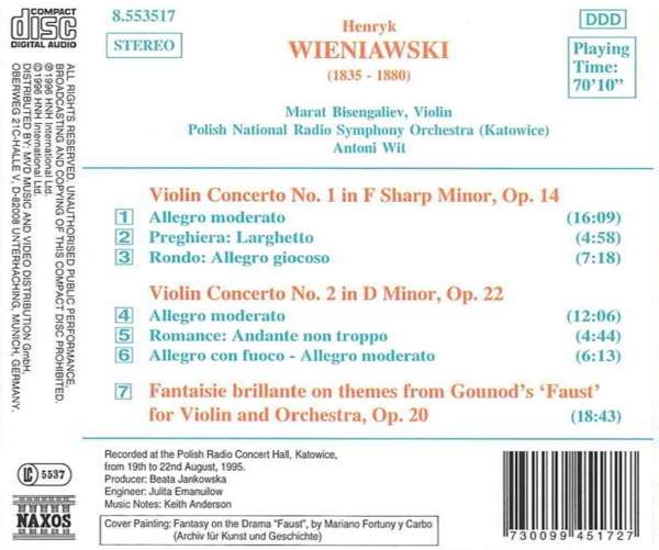 WIENIAWSKI: Violin Concertos Nos. 1 & 2 - slide-1