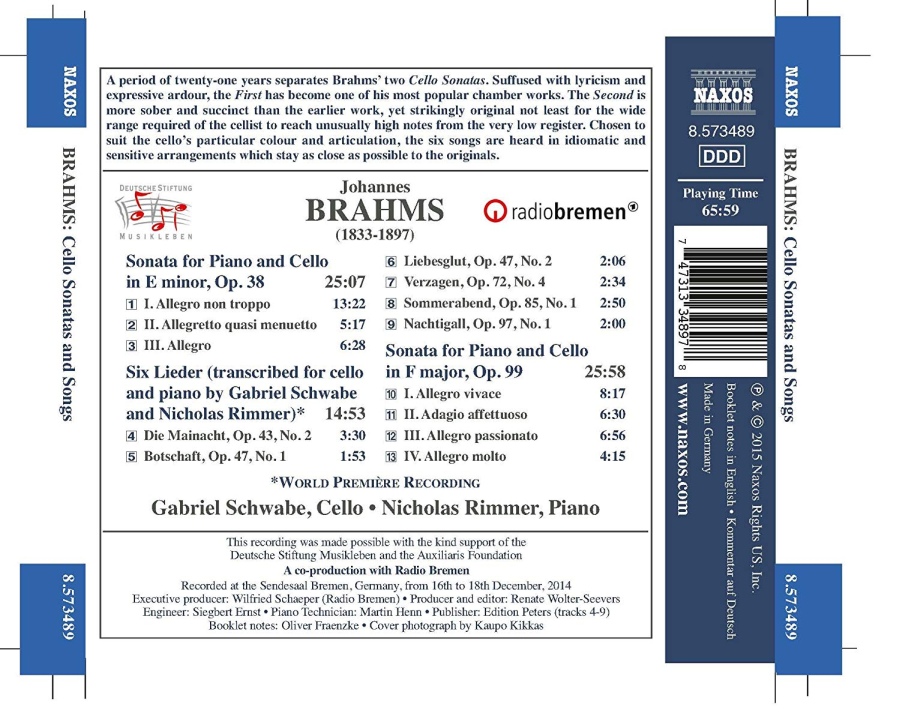 Brahms: Cello Sonatas and Songs - slide-1