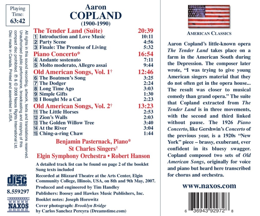 Copland: The Tender Land Suite, Piano Concerto, Old American Songs (arr. for chorus) - slide-1