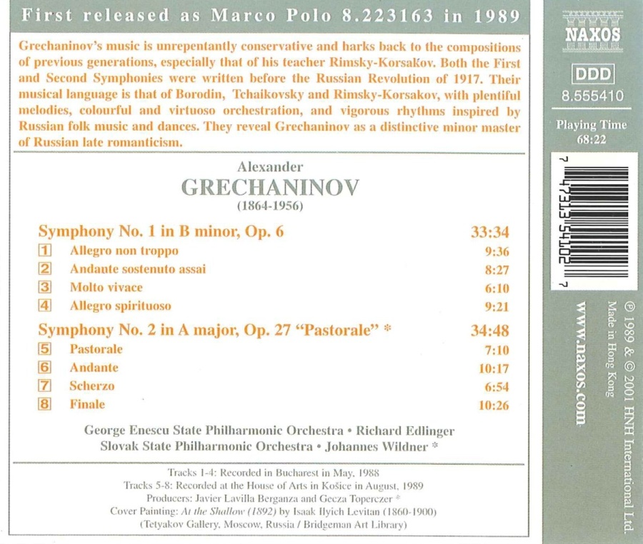 GRECHANINOV: Symphonies Nos. 1 and 2 - slide-1