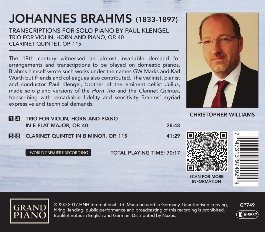 Brahms: Transcriptions for solo piano by Paul Klengel - slide-1