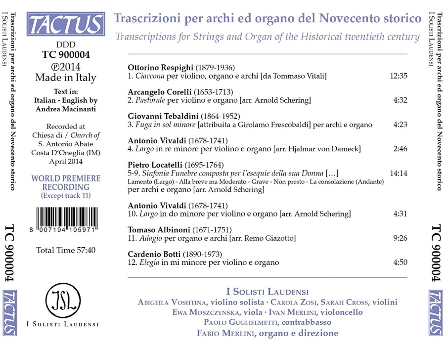 Trascrizioni per archi ed organo - Respighi, Corelli, Vivaldi, Locatelli, Albinoni … - slide-1