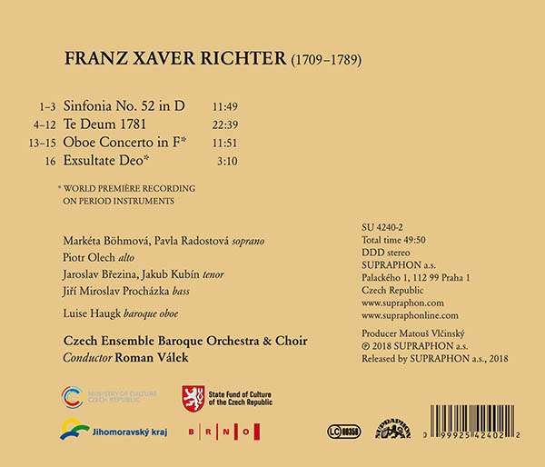 Richter: Te Deum 1781; Exsultate Deo; Oboe Concerto - slide-1