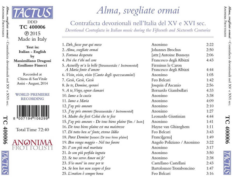 Alma, svegliate ormai - popularna muzyka religijna, Włochy, XV i XVI w. - slide-1