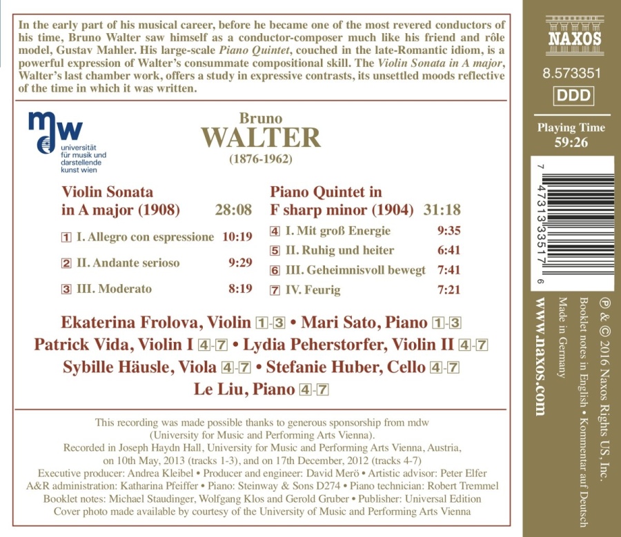 Walter: Piano Quintet, Violin Sonata - slide-1