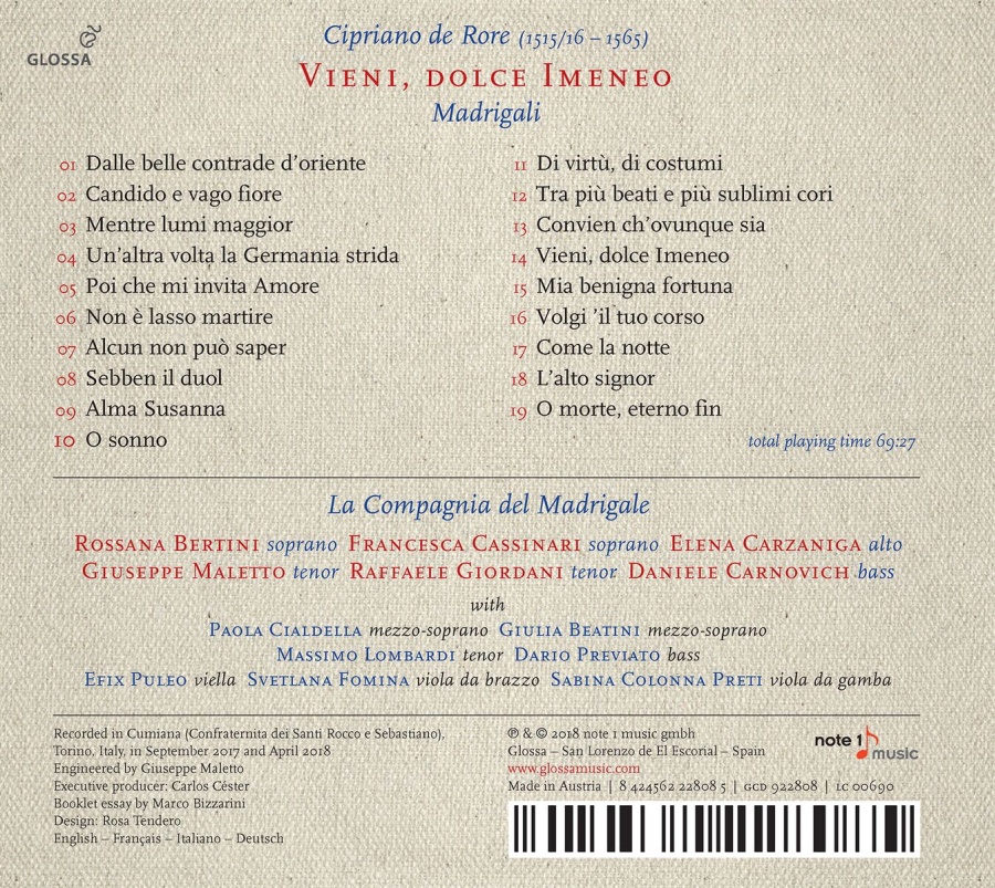 Rore: Vieni, dolce Imeneo - madrigals - slide-1