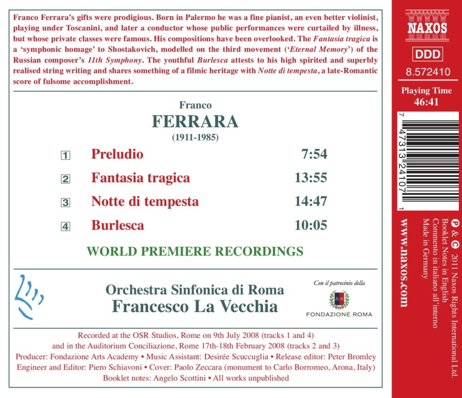 Ferrara: Fantasia tragica, Notte di tempesta, Burlesca, Preludio - slide-1