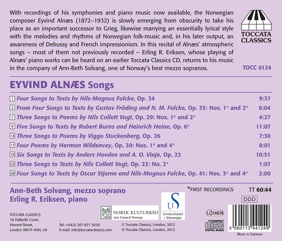 Eyvind Alnaes: Songs to Texts by Heine, Burns and Scandinavian Poets - slide-1