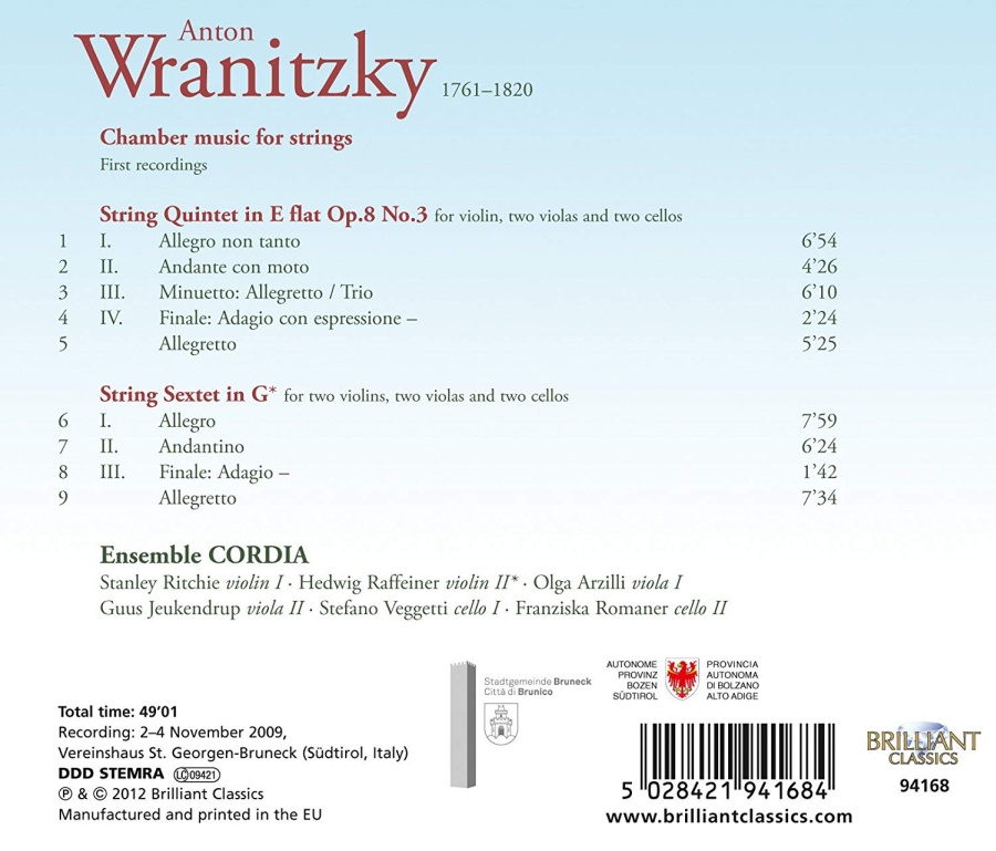 Wranitzky: String Quintet; String Sextet - slide-1
