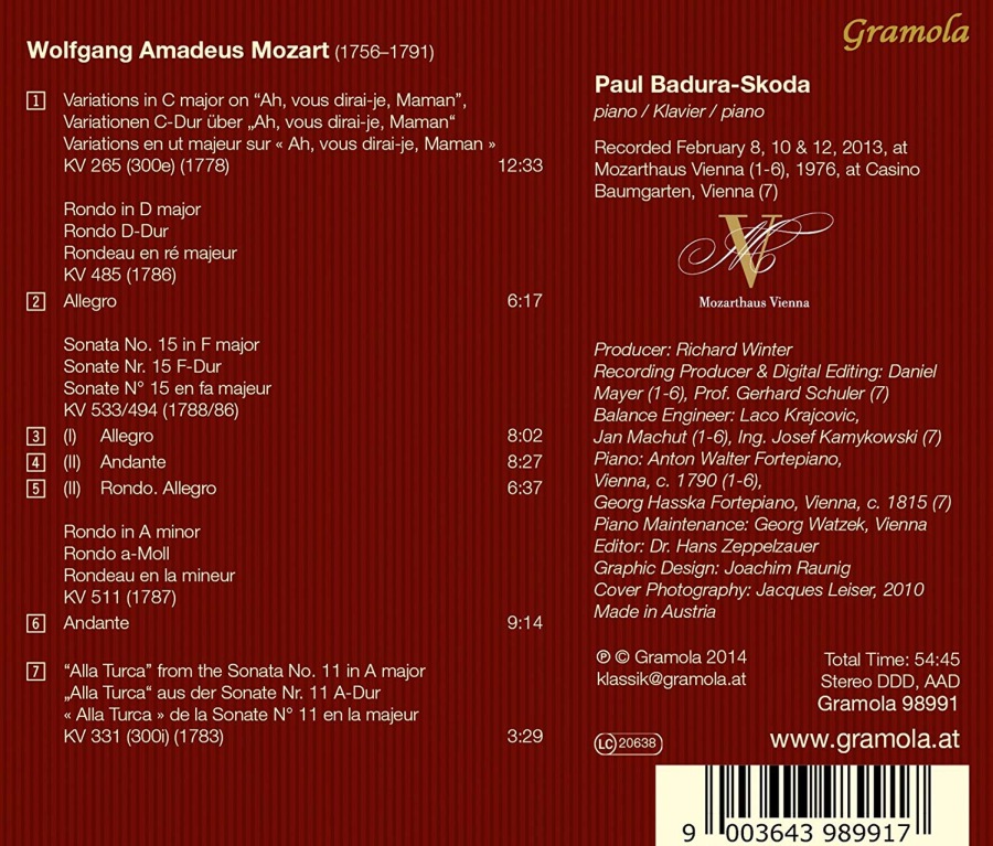 Mozart: Variations, Rondo, Sonatas Nos. 15 & 11 - slide-1