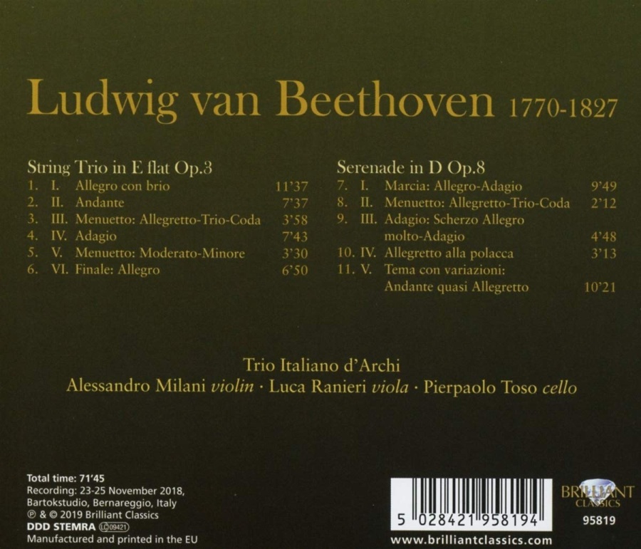 Beethoven: String Trio Op. 3, Serenade Op. 8 - slide-1