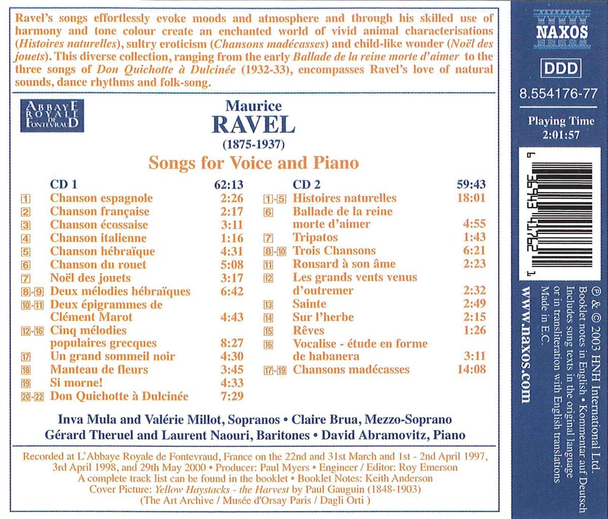 RAVEL: Songs for Voice & Piano - slide-1