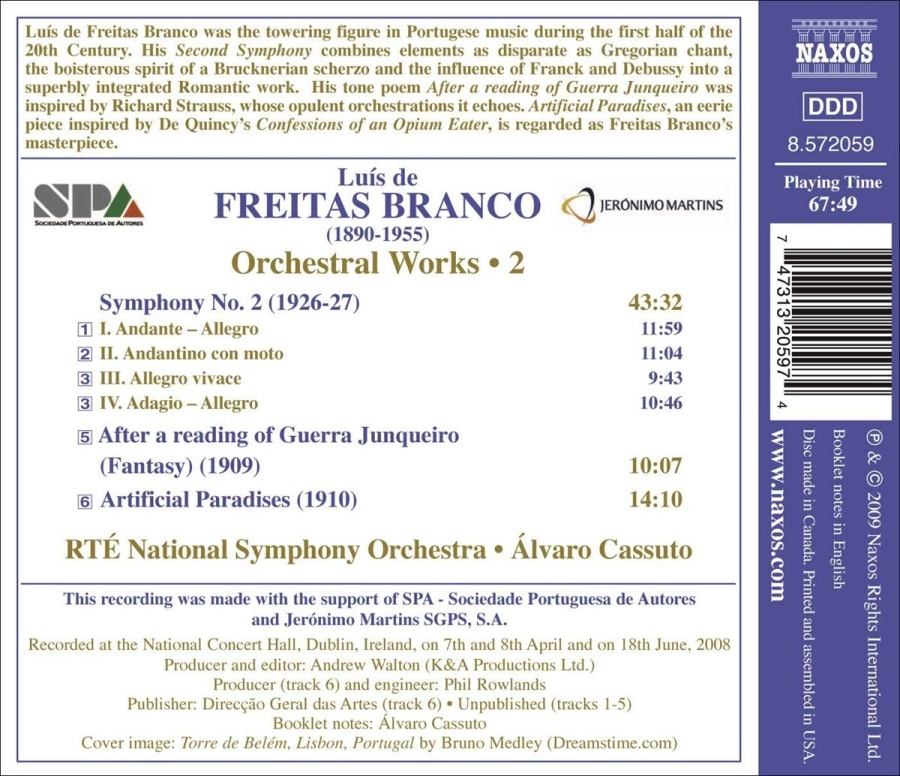 Freitas Branco: Orchestral Works Vol. 2 - Symphony No. 2, After a reading of Guerra Junqueiro, Artificial Paradises - slide-1