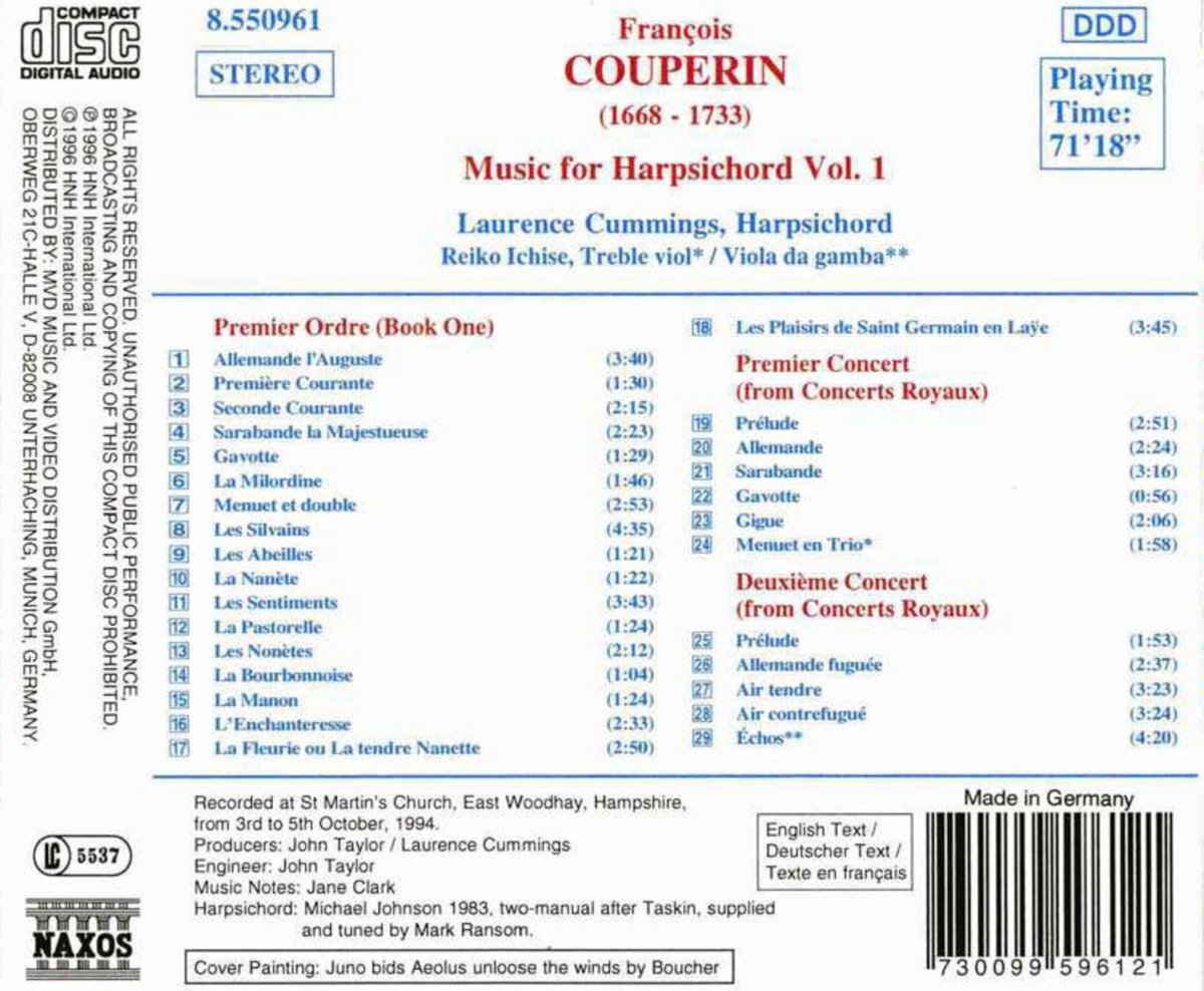 COUPERIN: Music for Harpsichord vol. 1 - slide-1