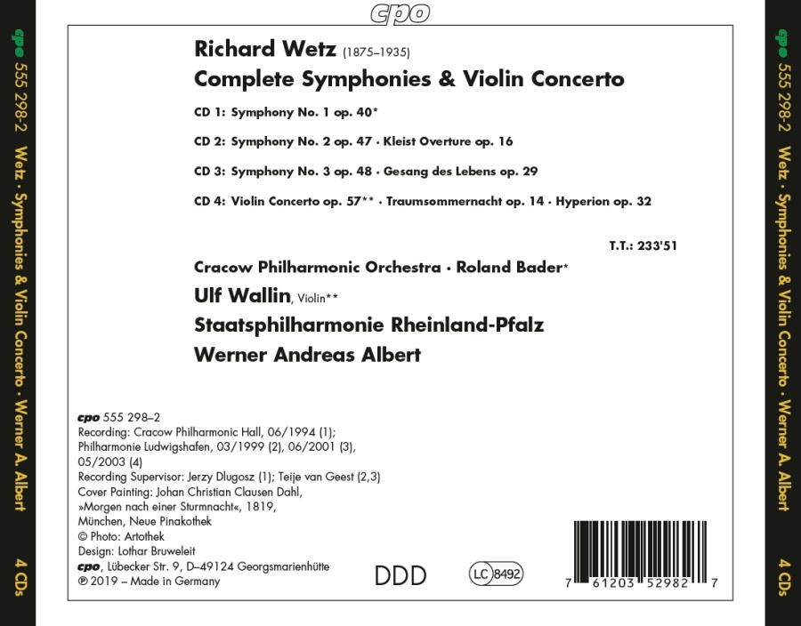 Wetz: Complete Symphonies & Violin Concerto - slide-1