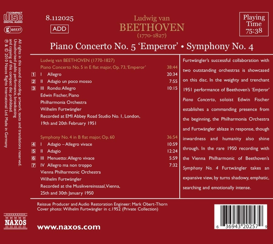 Beethoven: Piano Concerto No. 5, Symphony No. 4 - slide-1