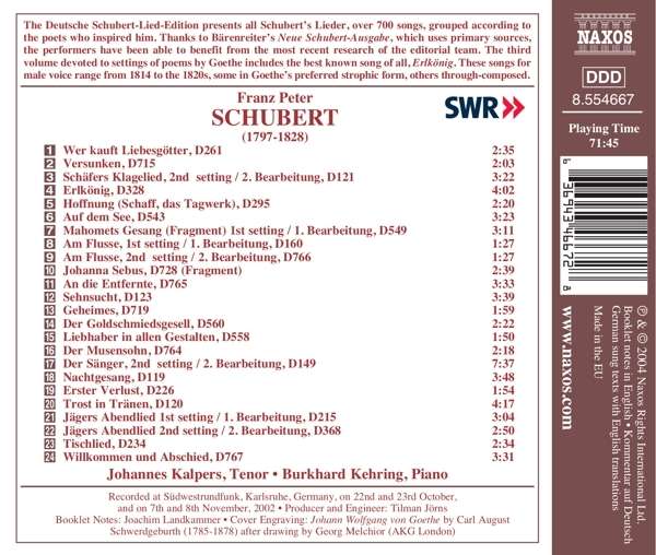 SCHUBERT: Goethe lieder vol. 3 - slide-1