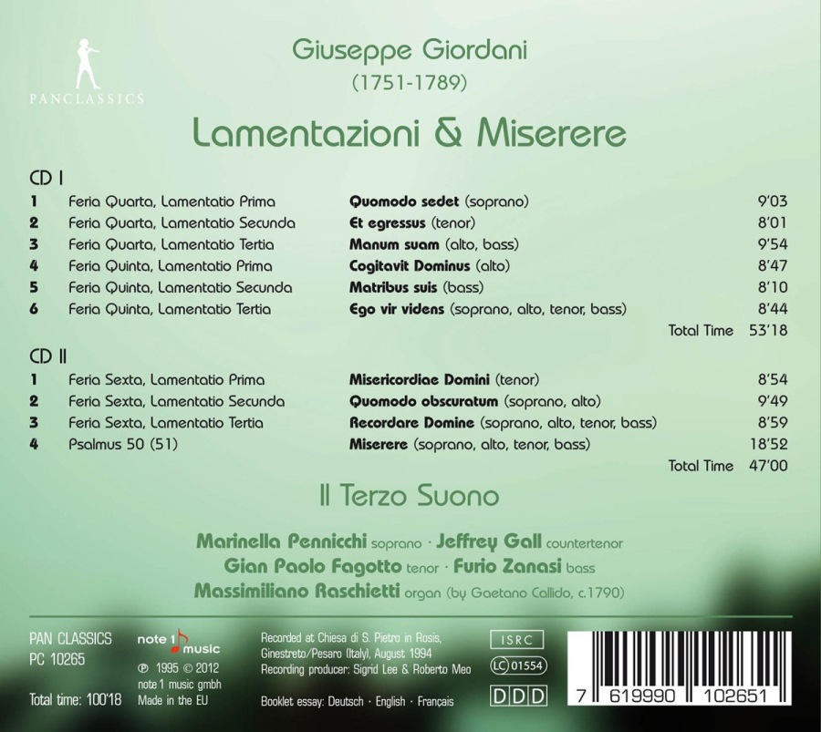 Giordani: Lamentazioni, Miserere - slide-1