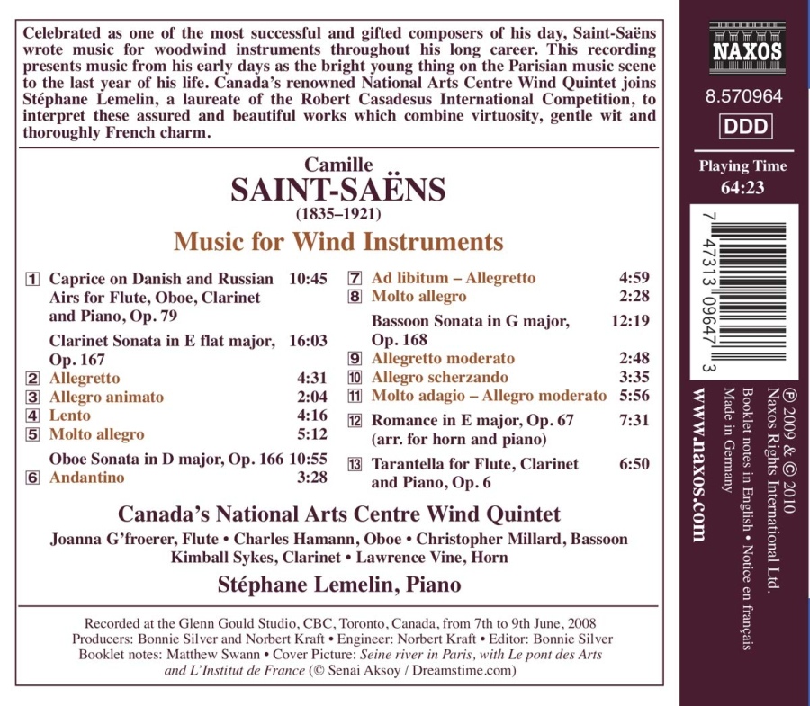 Saint-Saens: Music for Wind Instruments - Clarinet Sonata, Oboe Sonata, Bassoon Sonata, ... - slide-1