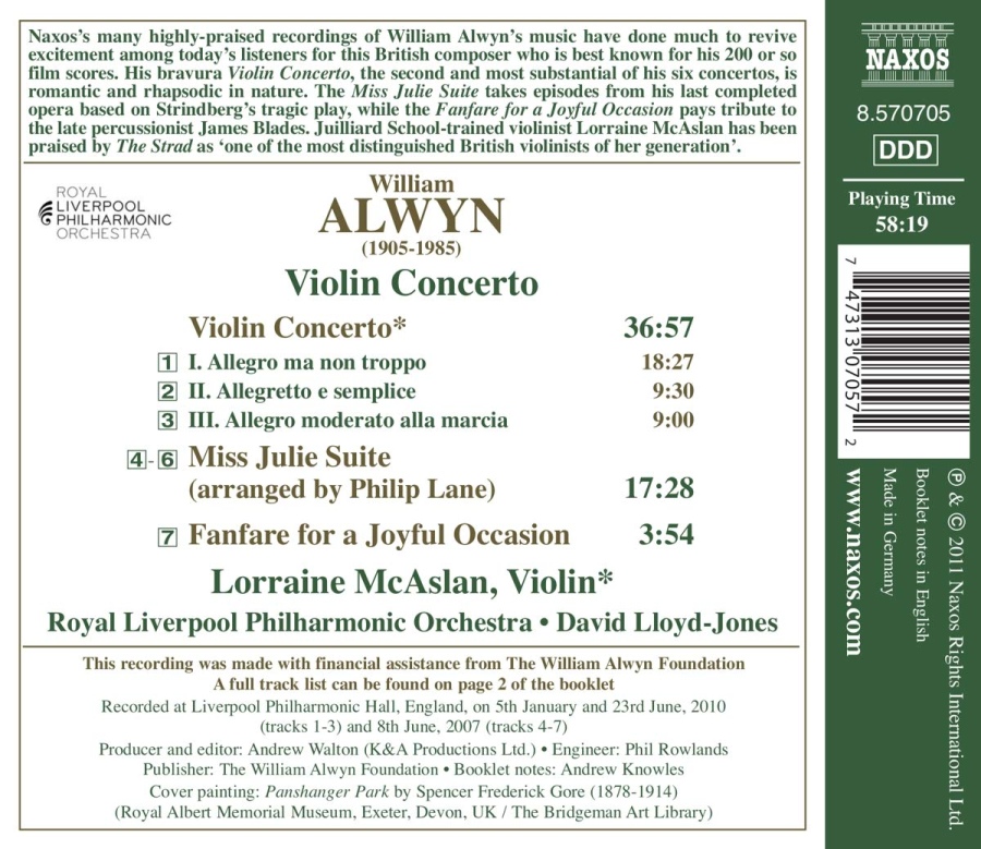 Alwyn: Violin Concerto, Miss Julie Suite, Fanfare for a Joyful Occasion - slide-1