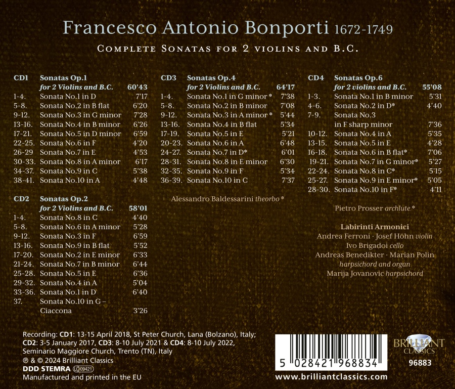 Bonporti: Complete Sonatas for 2 Violins and B.C. - slide-1