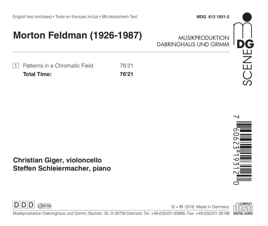 Feldman: Patterns in a Chromatic Field - slide-1
