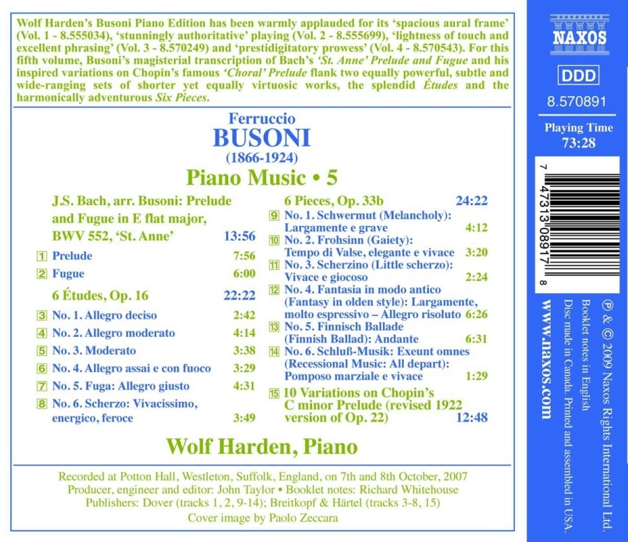 Busoni: Piano Music Vol. 5 - Six Études Op. 16, Six Pieces Op. 33b - slide-1