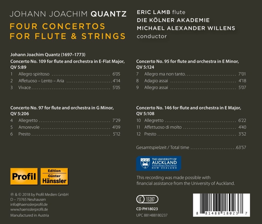Quantz: Four Concertos for Flute & Strings - slide-1