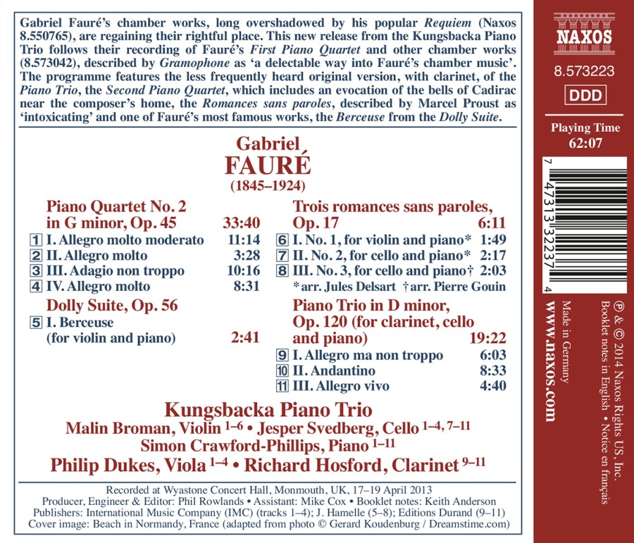 Fauré: Piano Quartet No. 2; Piano Trio; Trois romances - slide-1