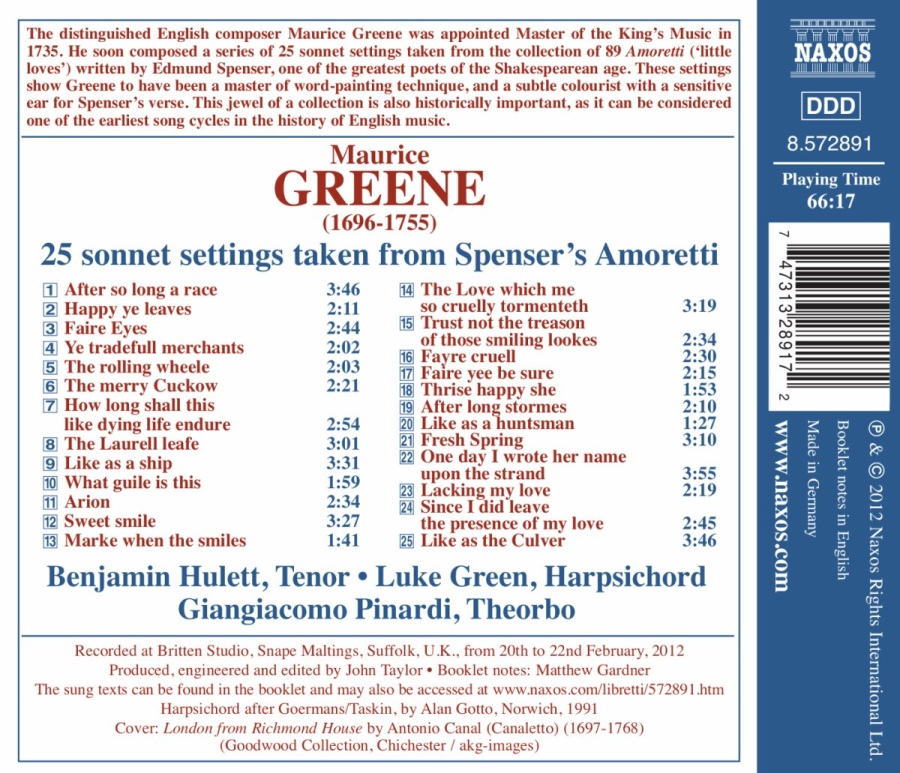 Greene: Spenser´s Amoretti (25 sonnet settings) - slide-1