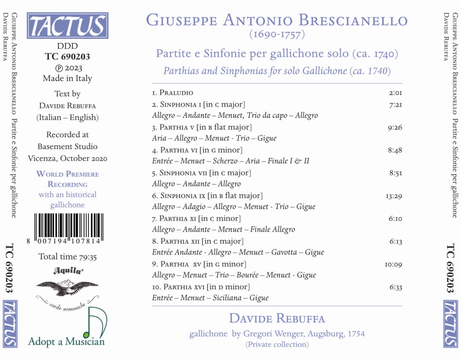 Brescianello: Parthias and Sinphonias for solo Gallichone - slide-1