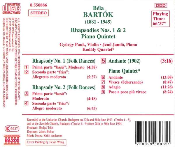 BARTOK: Rhapsodies nos. 1 & 2 - slide-1