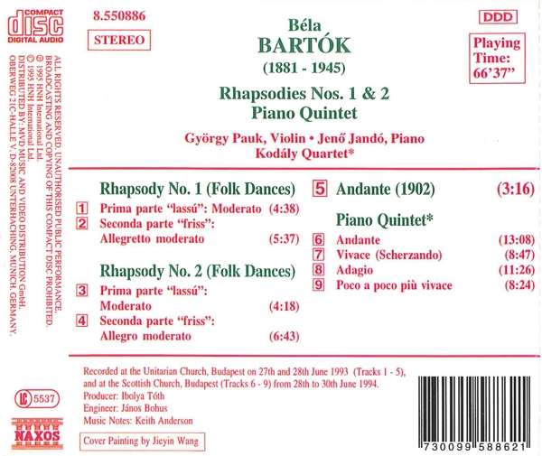 BARTOK: Rhapsodies nos. 1 & 2 - slide-1