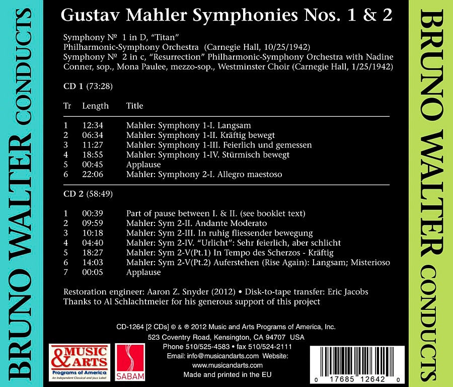 Bruno Walter conducts Mahler Symphonies Nos. 1 & 2 - slide-1