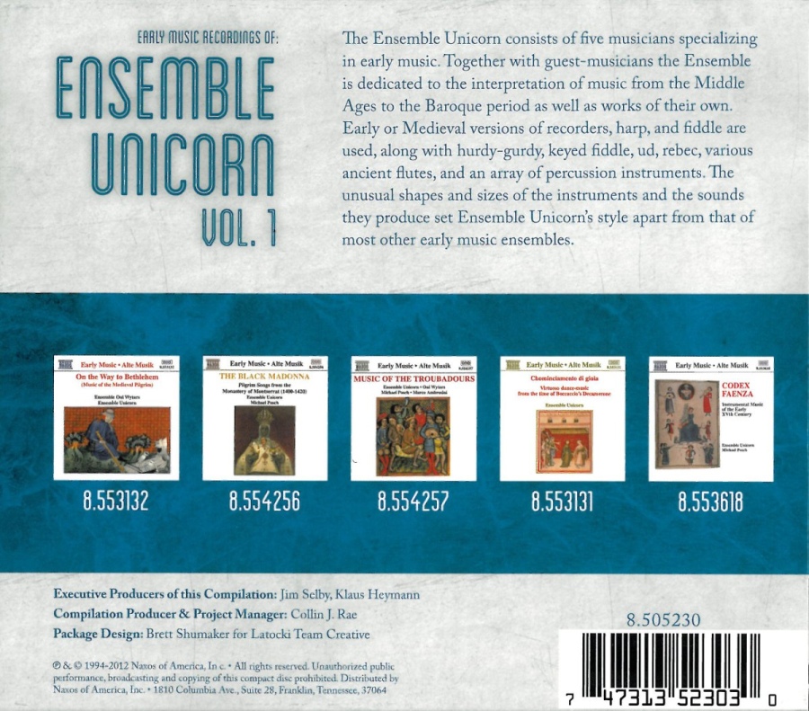 Ensemble Unicorn Vol. 1 - On the Way to Bethlehem, The Black Madonna, Music of the Troubadours, Chominciamento di gioia, Codex Faenza - slide-1