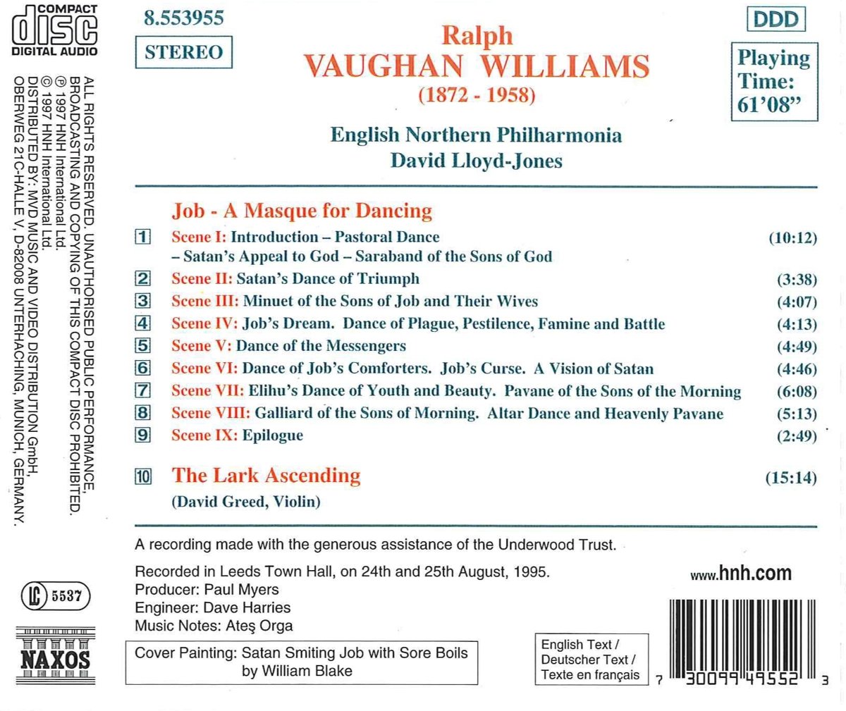 VAUGHAN WILLIAMS: Job/The Lark ascending - slide-1