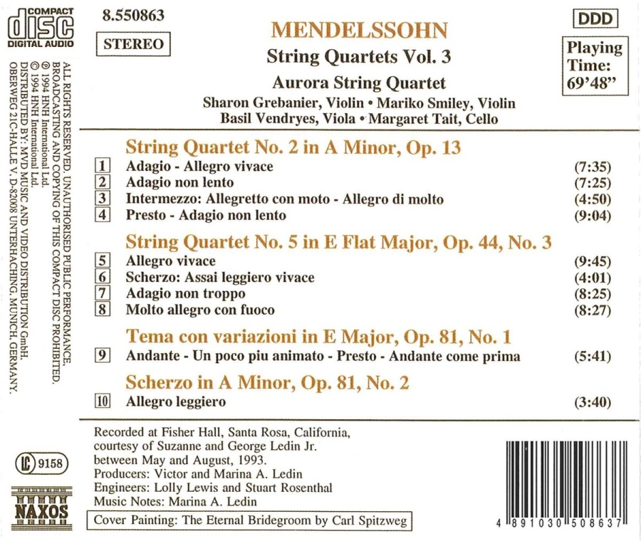Mendelssohn: String Quartets Nos. 2 and 5, Scherzo Op. 81, No. 2 - slide-1
