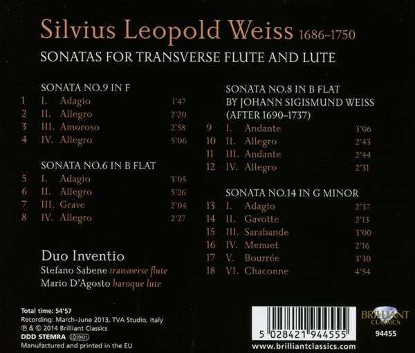 Weiss: Sonatas for Transverse Flute and Lute - slide-1