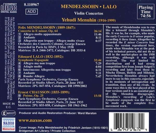 Lalo: Symphonie Espagnole / Mendelssohn: Violin Concertosin E minor - slide-1