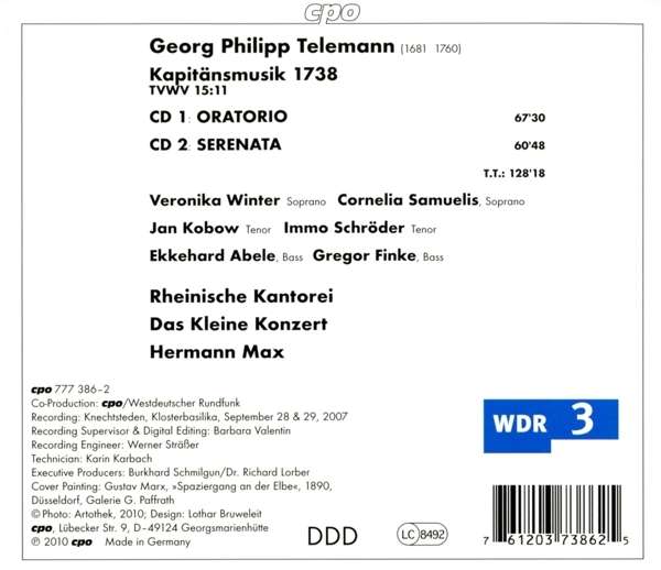 Telemann: Kapitaensmusik 1738, CD 1: Oratorio; CD 2: Serenata - slide-1