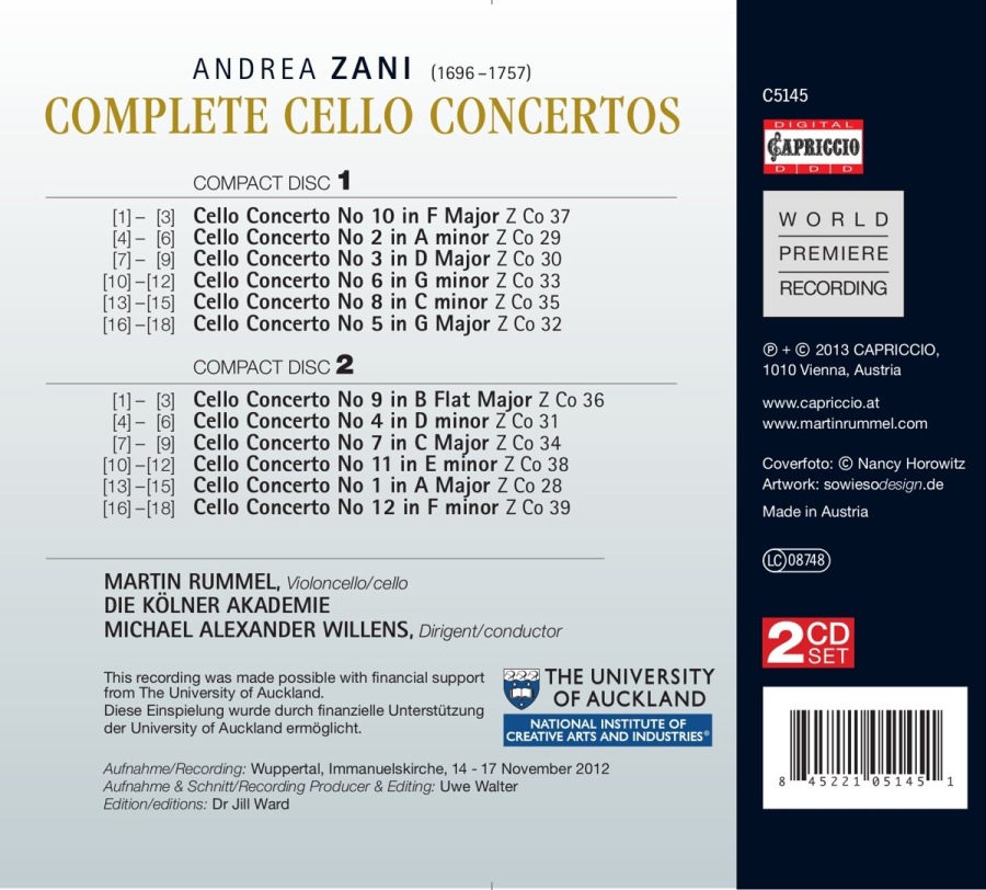 Zani: Complete Cello Concertos - slide-1