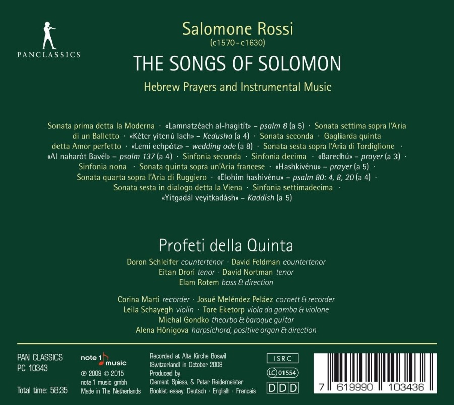 Rossi: The Songs of Solomon, Hebrew Prayers and Instrumental Music - slide-1