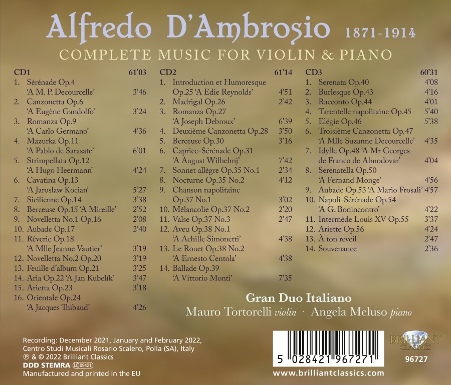 D'Ambrosio: Complete Music for Violin & Piano - slide-1