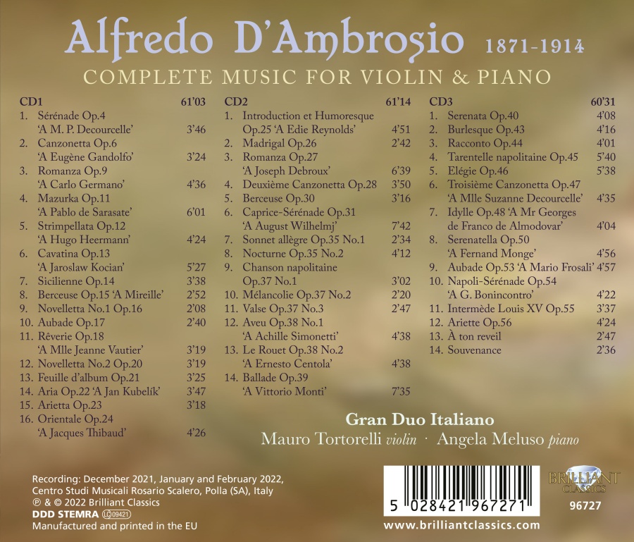 D'Ambrosio: Complete Music for Violin & Piano - slide-1