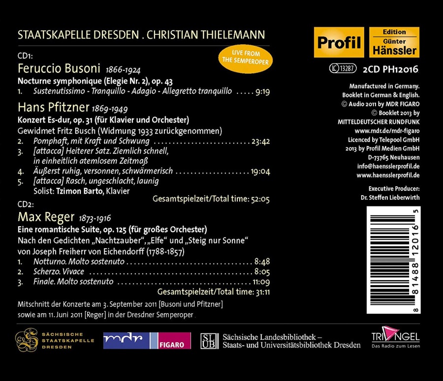 Busoni: Nocturne symphonique, Pfitzner: Piano Concerto, Reger: Romantic suite - slide-1
