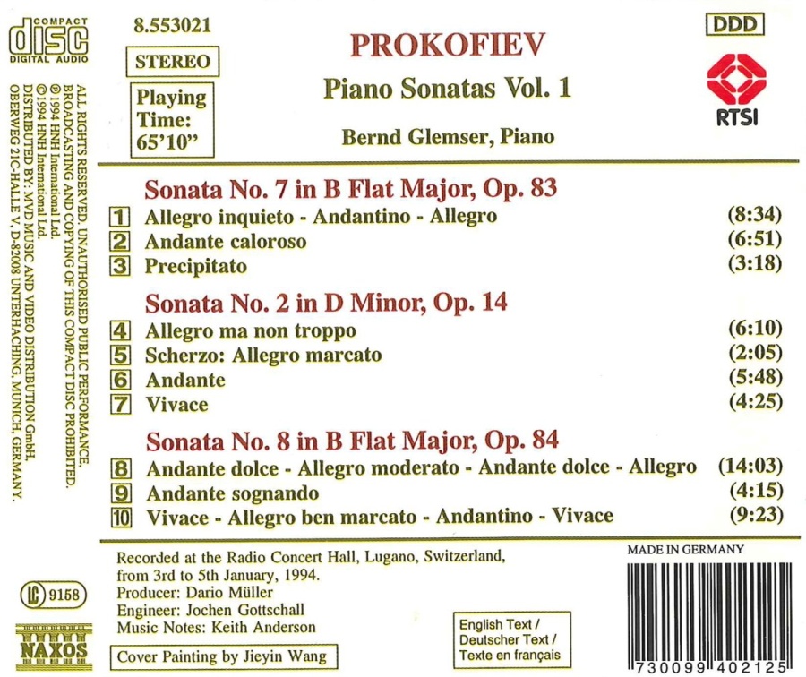 PROKOFIEV: Piano Sonatas Vol. 1, Nos. 2, 7 & 8 - slide-1