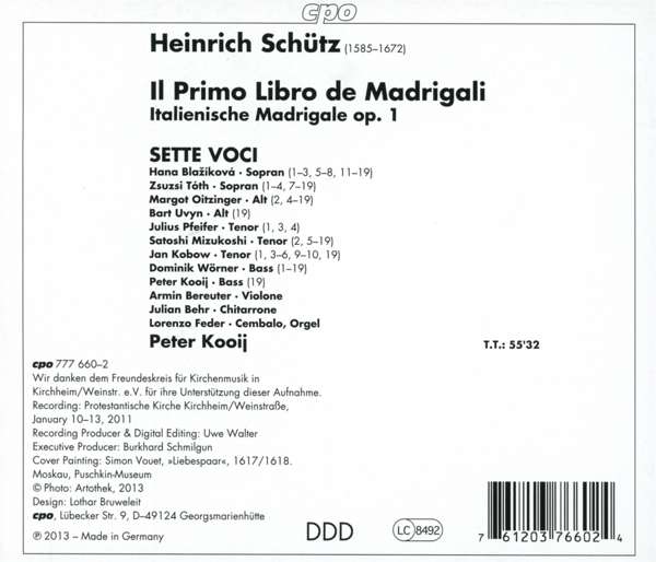 Schütz: Il Primo Libro di Madrigali (Italian Madrigals SWV 1-19) - slide-1