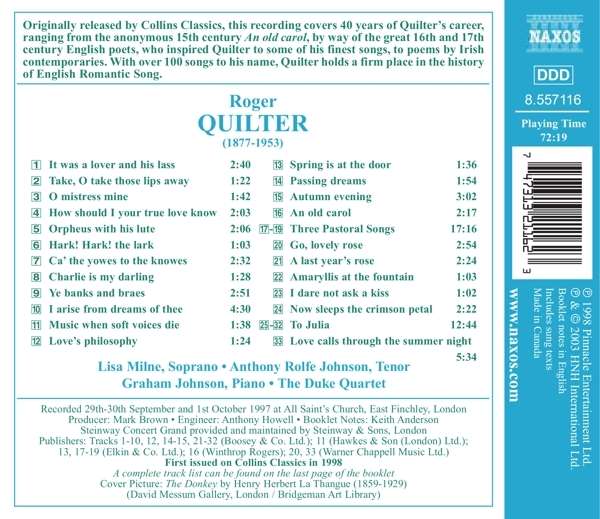 QUILTER: Songs (English Song, Vol. 5) - slide-1