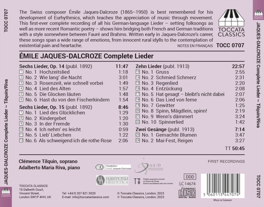 Jaques-Dalcroze: Complete Lieder - slide-1
